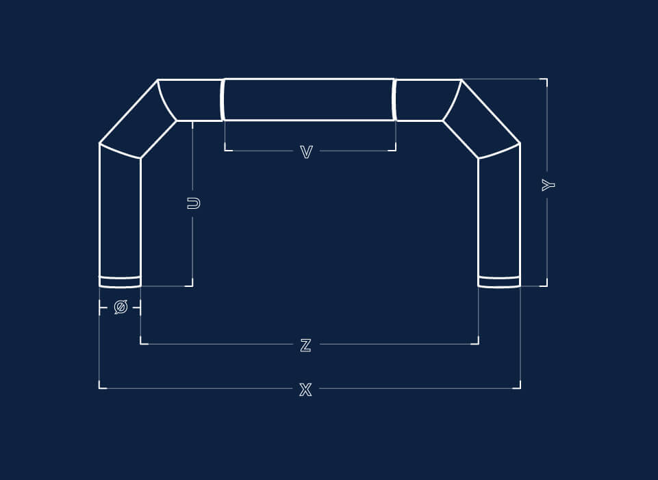 Information sketch of square shape inflatable for event tent